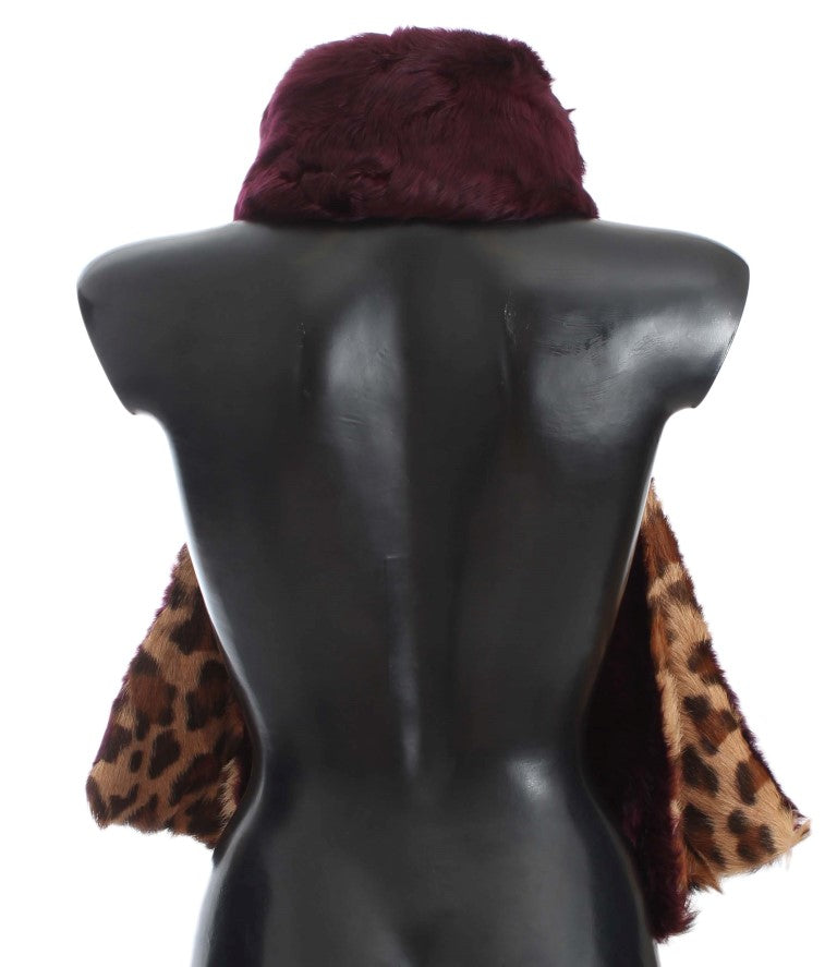 Dolce & Gabbana Exquisite Leopard Print Lambskin Fur Women's Scarf