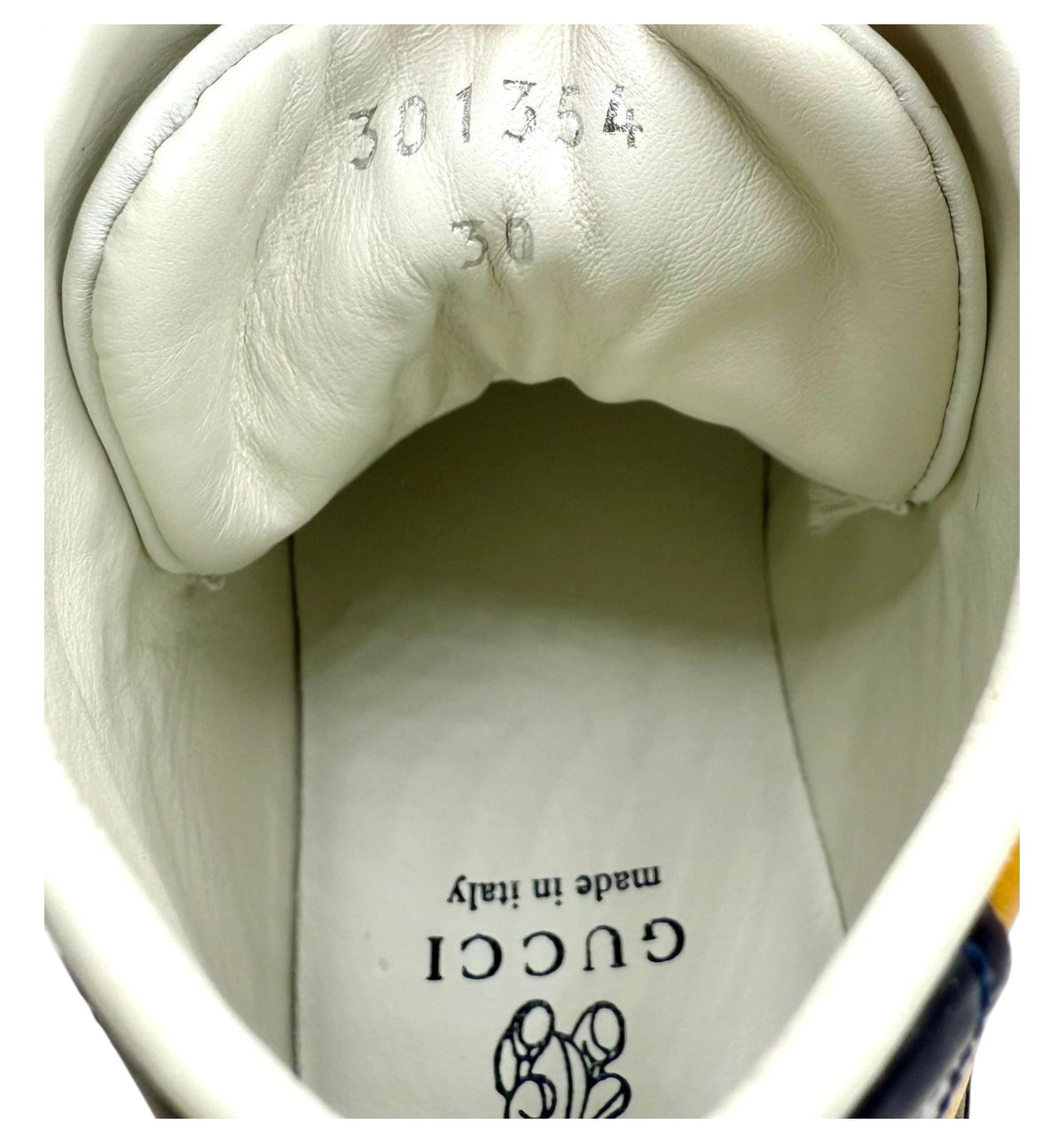 Gucci Kids White Yellow Leather Coda Pop High-top Sneaker 30/US 12.5