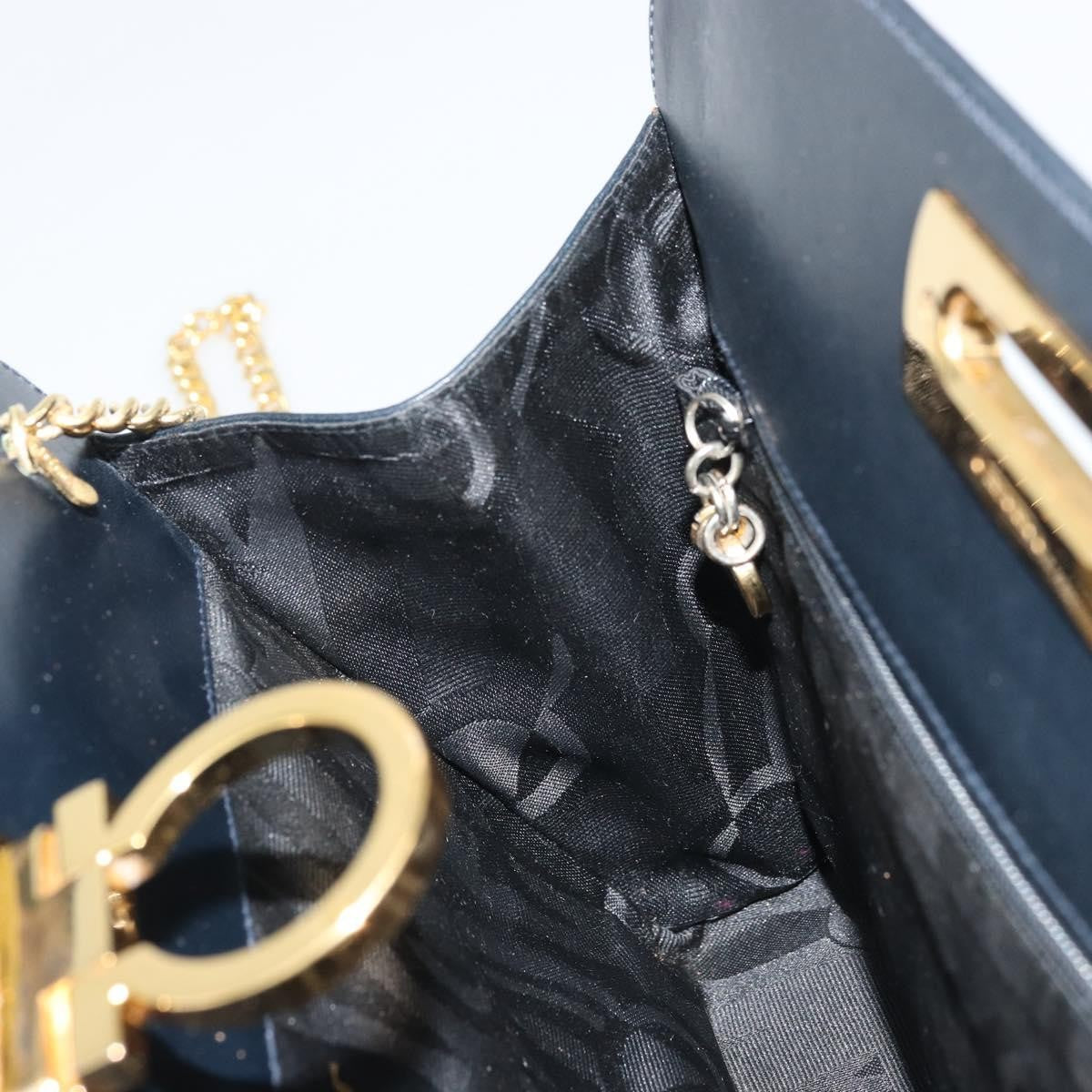 Salvatore Ferragamo Vintage Gancini Chain Leather Navy Leather Shoulder Bag Bag (Pre-Owned)