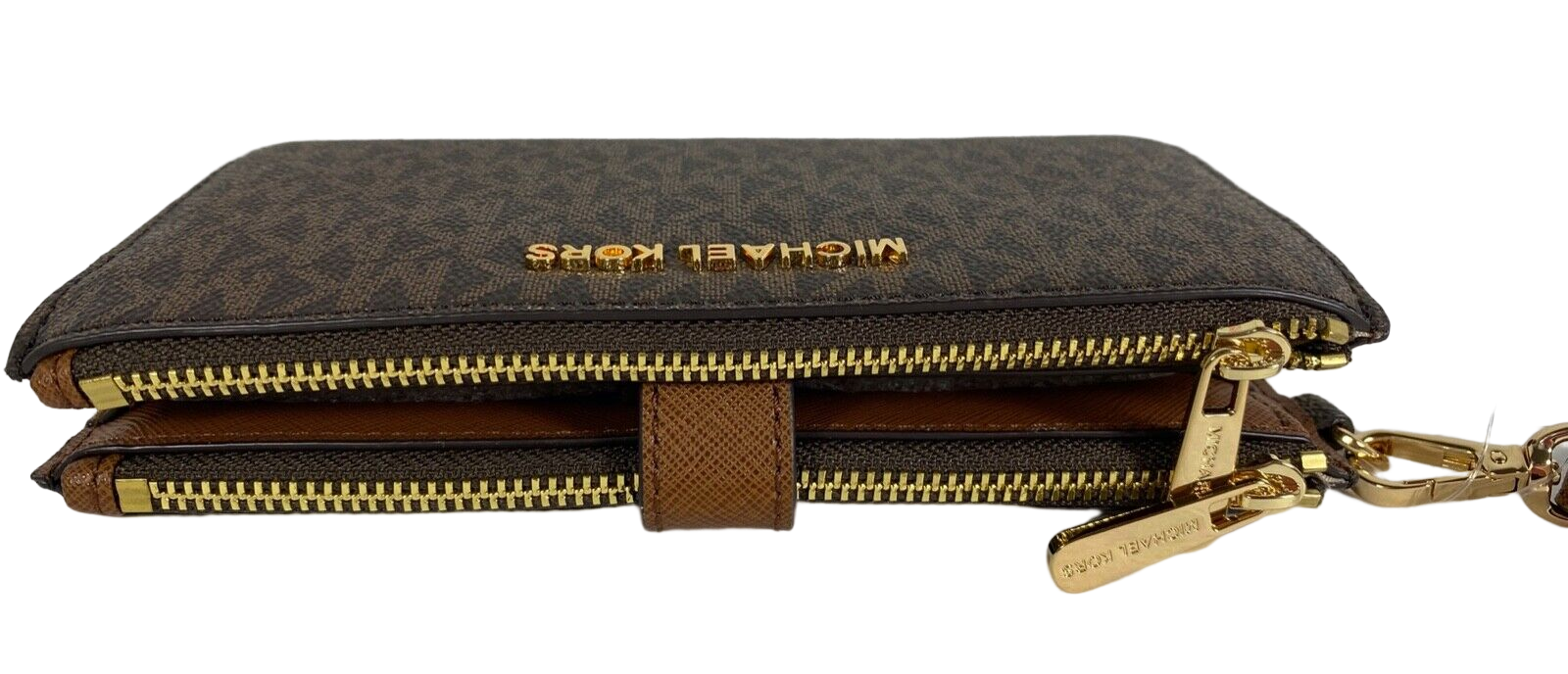 Michael Kors Women's Jet Set Travel MK Signature Double Zip Wristlet Wallet