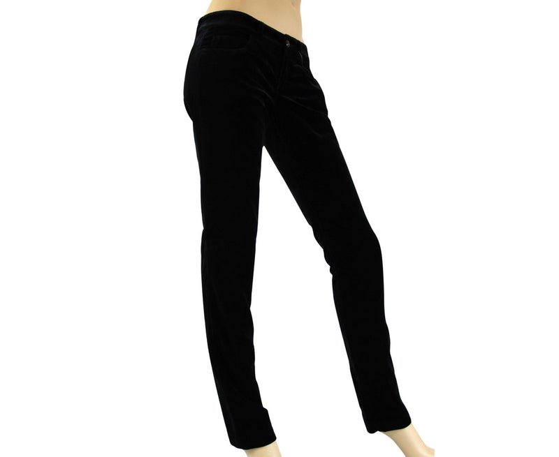 Gucci Women's Skinny Legging Black Cotton Elastane Velvet Pants With Logo (42)
