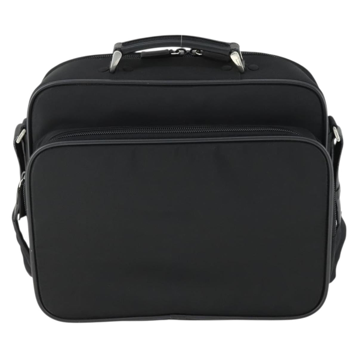 Prada Convertible Front Pocket Tessuto With Saffiano Leather Black Nylon Briefcase Bag (Pre-Owned)