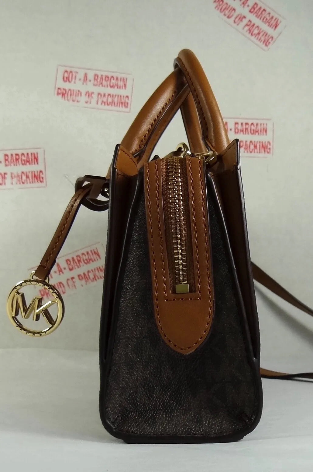 Michael Kors Women's Valerie Logo MK Center Zip Satchel Crossbody Bag