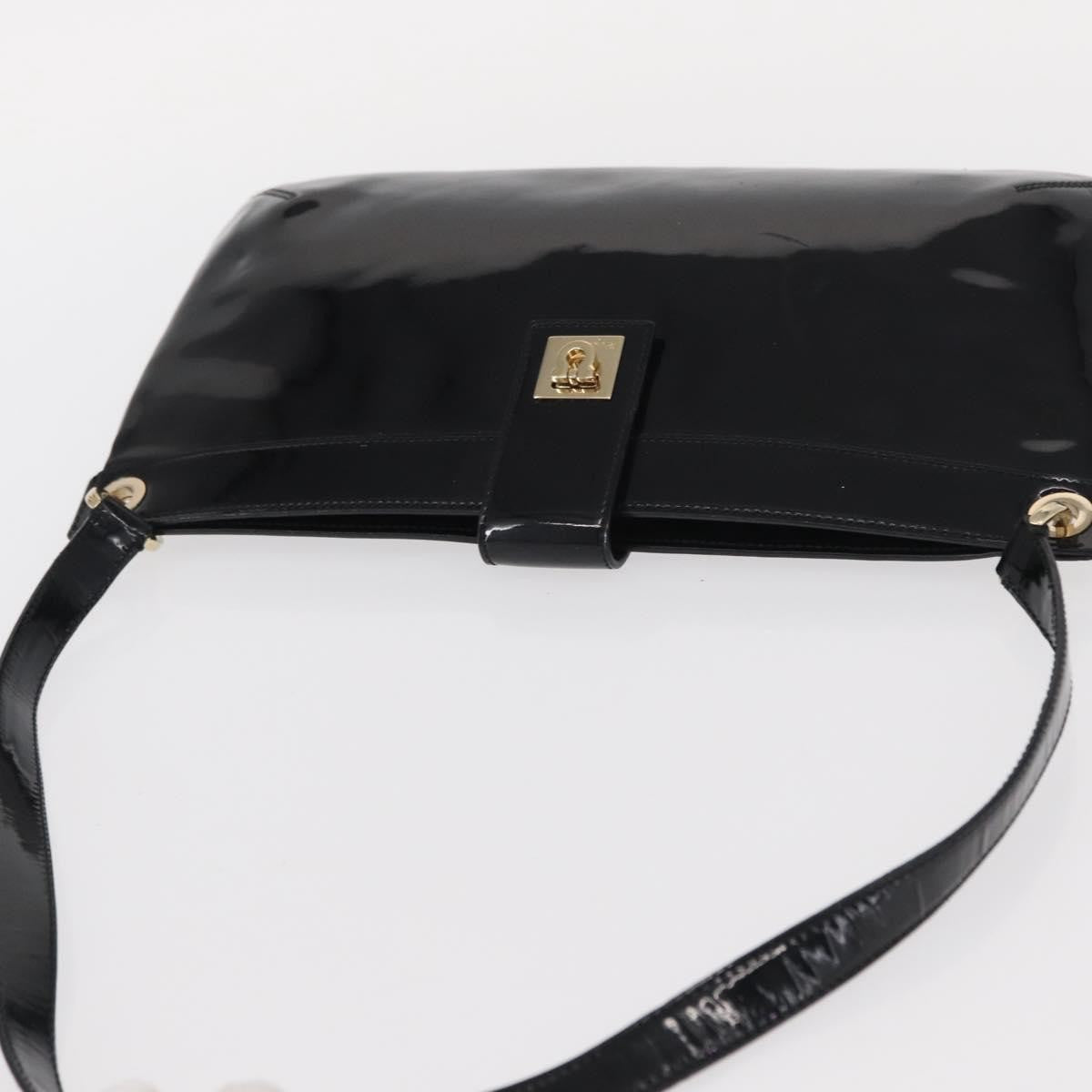 Salvatore Ferragamo Gancini Patent Leather Black Patent_Leather Shoulder Bag Bag (Pre-Owned)