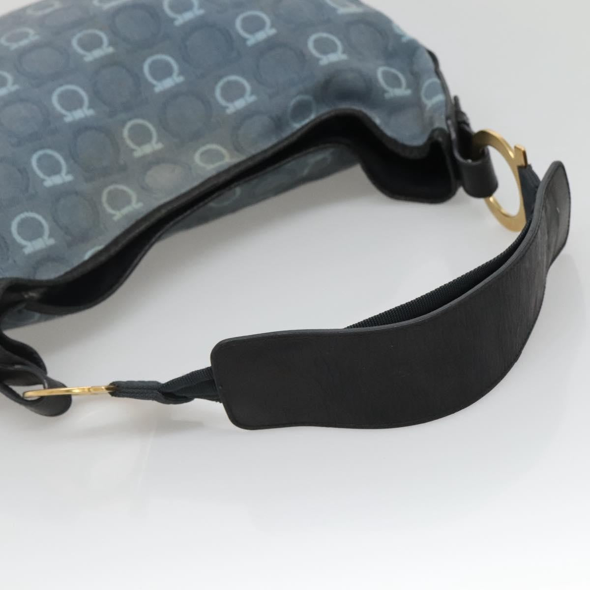 Salvatore Ferragamo Gancini Canvas Blue Canvas Shoulder Bag Bag (Pre-Owned)