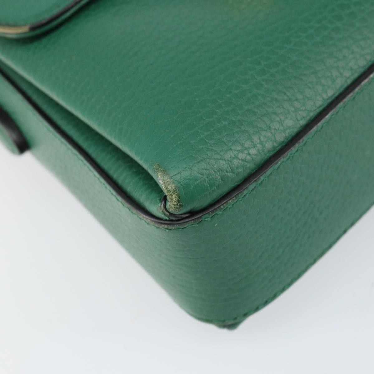 Gucci Interlocking Chain Leather Green Leather Shoulder Bag Bag (Pre-Owned)
