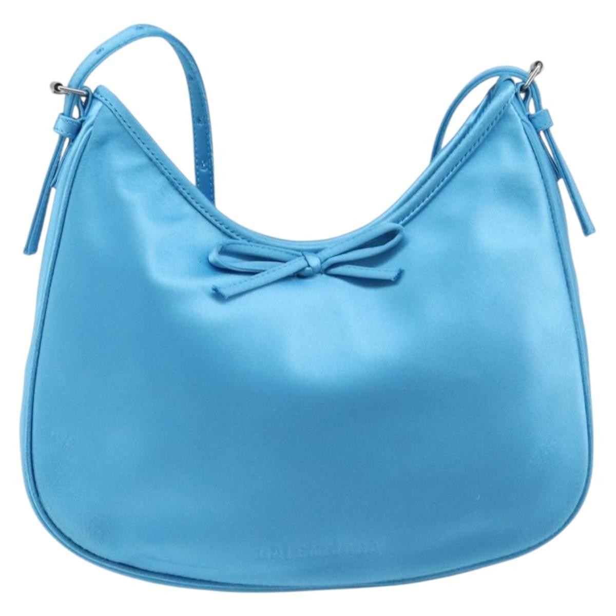 Balenciaga Leopolda Satin Blue Satin Shoulder Bag Bag (Pre-Owned)
