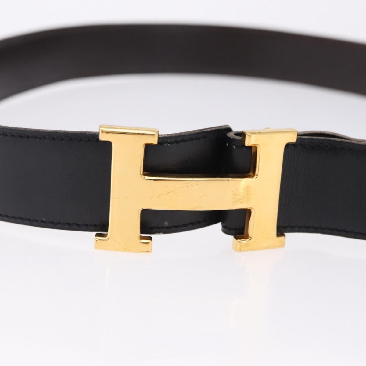 Hermes Constance Reversible Belt Leather Black Leather Belts Accessory (Pre-Owned)