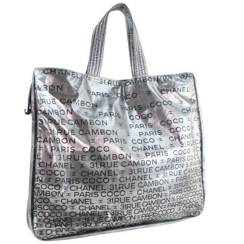 Chanel Silver Polyester Tote Bag (Pre-Owned)