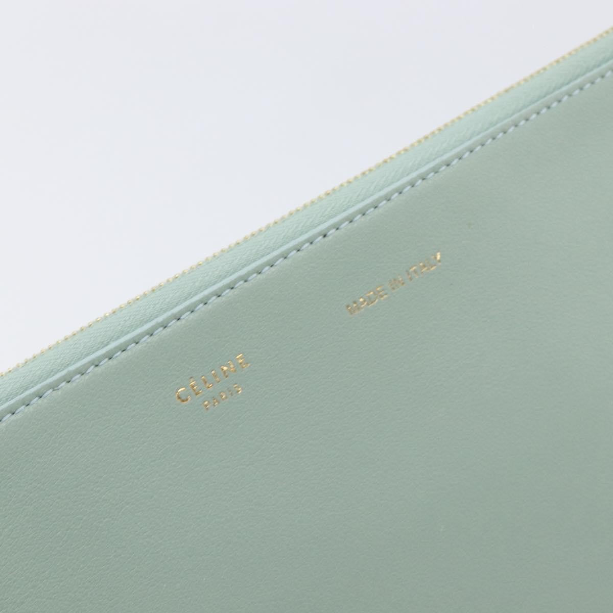 Celine Solo Leather Green Leather Clutche & Pouche Bag (Pre-Owned)
