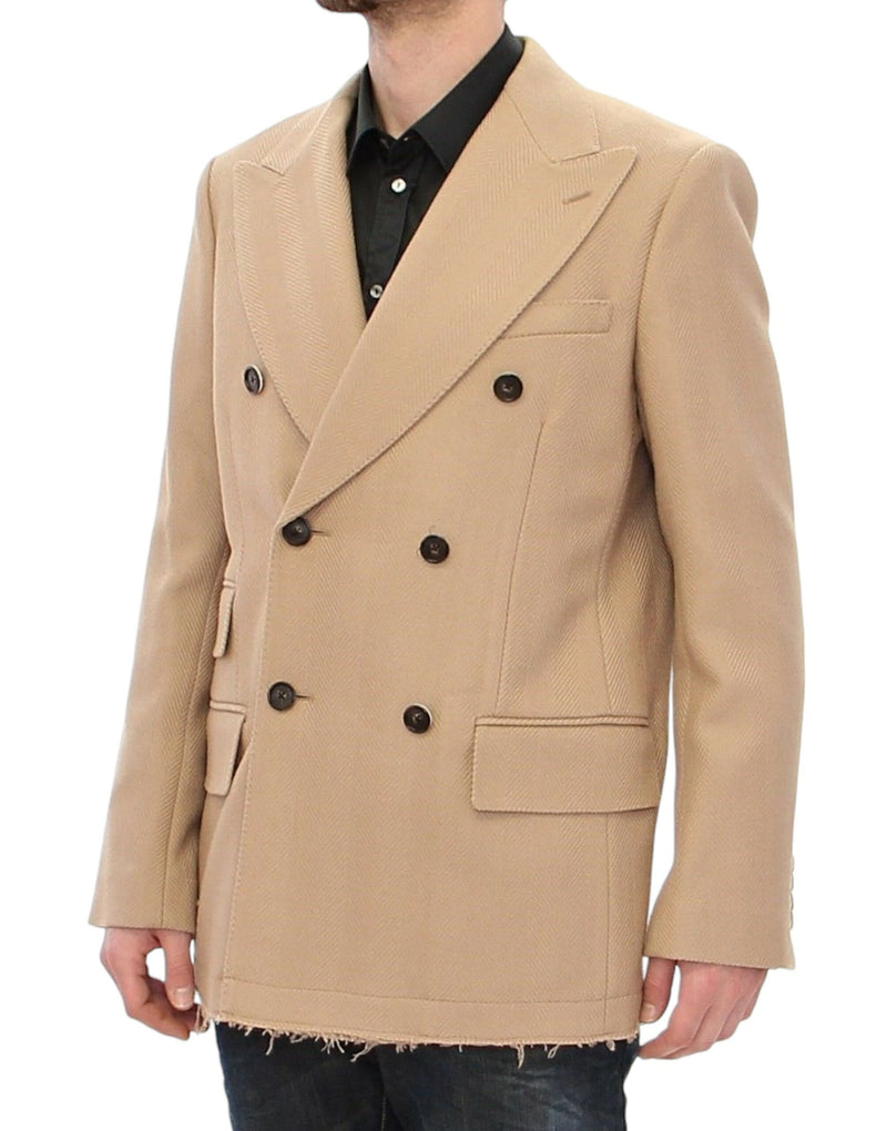 Dolce & Gabbana Elegant Beige Formal Wool Men's Coat