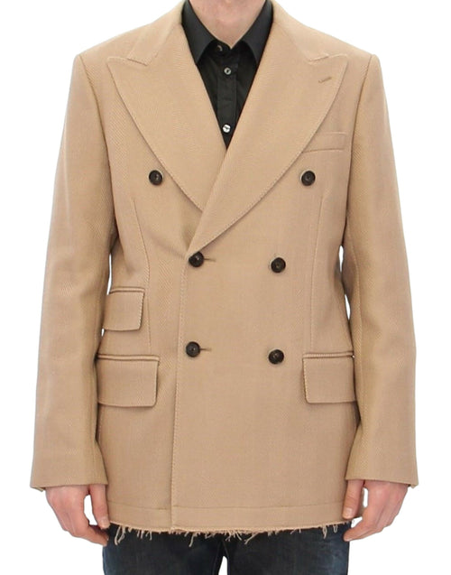 Dolce & Gabbana Beige Double Breasted Coat Men's Jacket