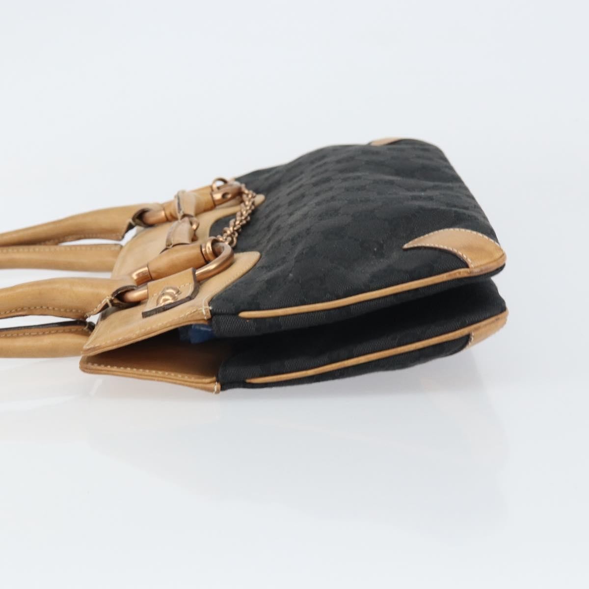 Gucci Horsebit Bracket Tote Gg Canvas And Leather Black Canvas Tote Bag Bag (Pre-Owned)
