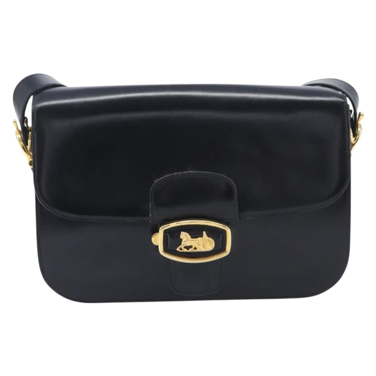 Celine Horse Carriage Leather Black Leather Shoulder Bag Bag (Pre-Owned)