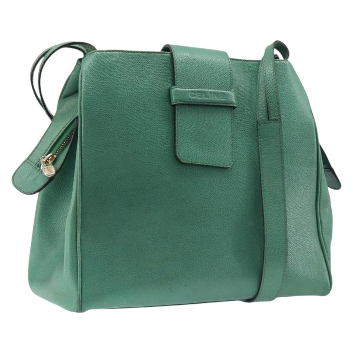 Celine Shoulder Leather Green Leather Shoulder Bag Bag (Pre-Owned)