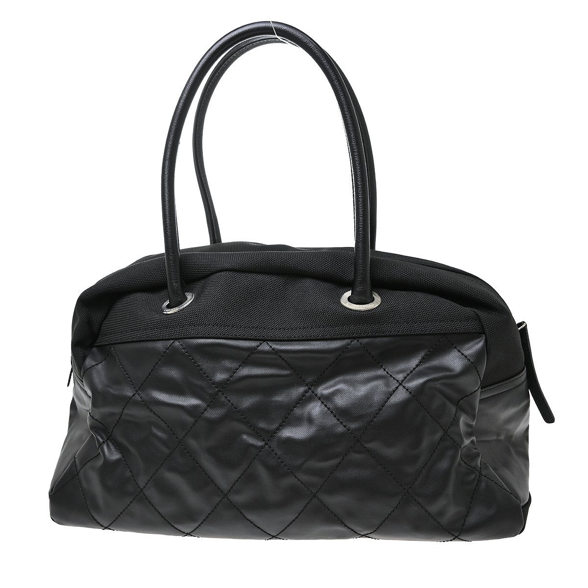 Chanel Biarritz Duffle Quilted Canvas Black Canvas Tote Bag Bag (Pre-Owned)