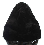 Dolce & Gabbana Black Weasel Fur Crochet Hood Scarf Women's Hat
