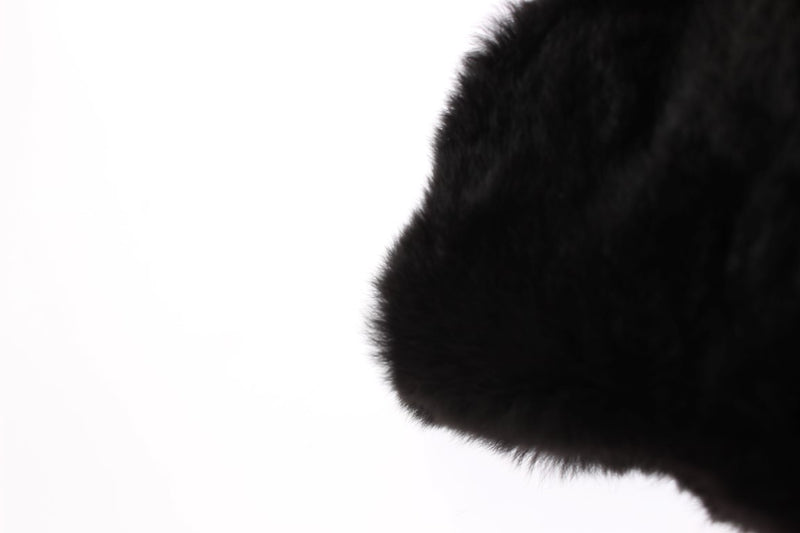 Dolce & Gabbana Black Weasel Fur Crochet Hood Scarf Women's Hat