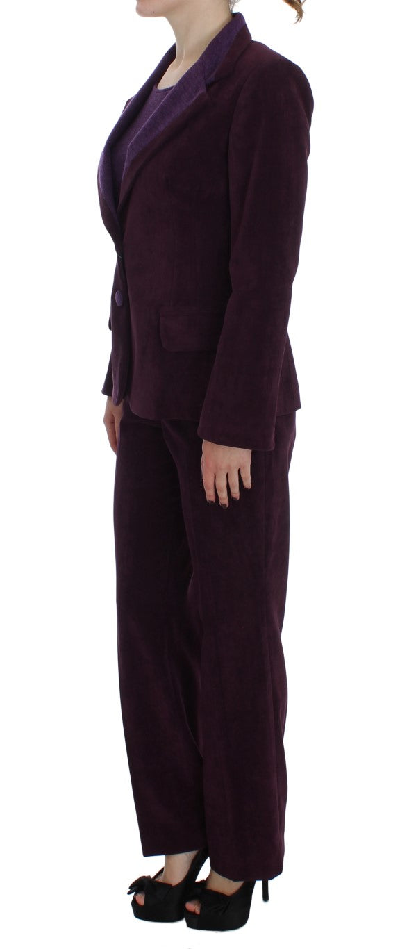 BENCIVENGA Elegant Purple Wool Blend Three Piece Suit Women's Set