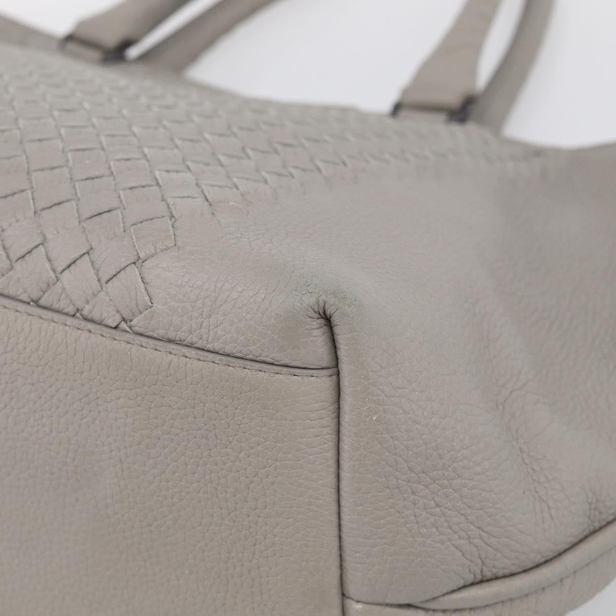 Bottega Veneta Side Snap Leather And Intrecciato Nappa Gray Leather Tote Bag Bag (Pre-Owned)