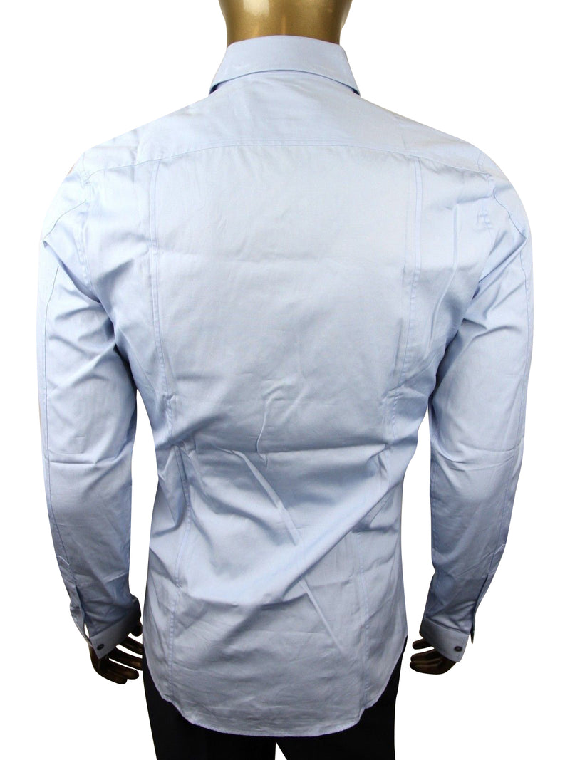 Gucci Men's Sky Blue Cotton Popeline Slim Fit Shirt