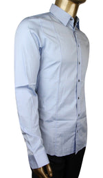 Gucci Men's Sky Blue Cotton Popeline Slim Fit Shirt