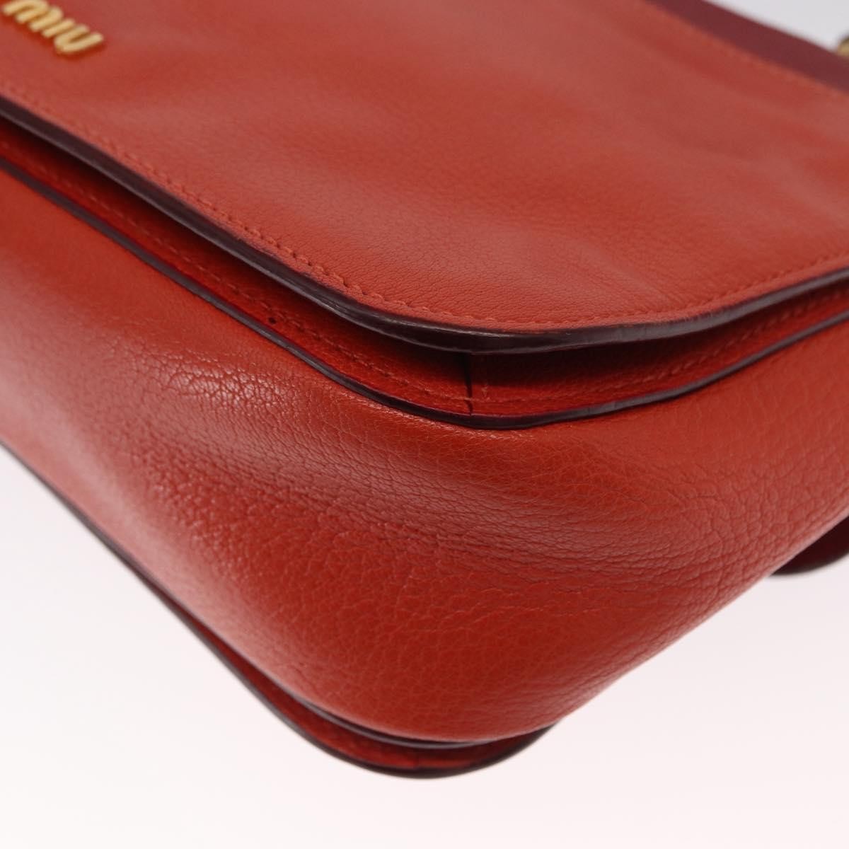 Miu Miu Madras Top Handle Leather Red Leather Handbag (Pre-Owned)