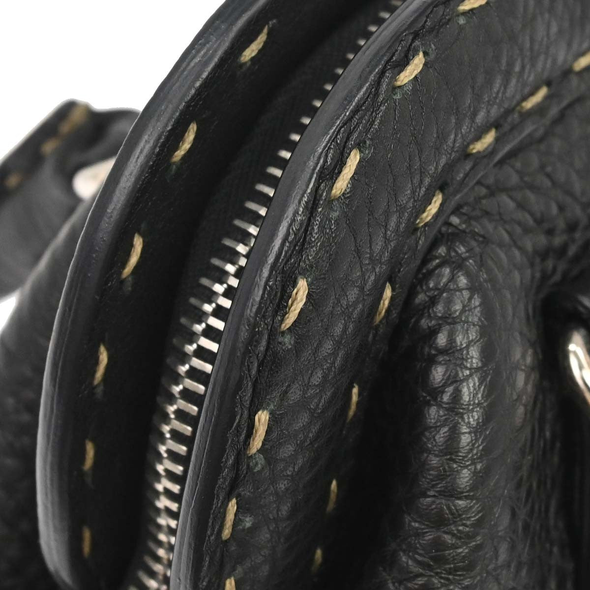 Fendi Selleria Frame Doctor Leather Black Leather Handbag (Pre-Owned)