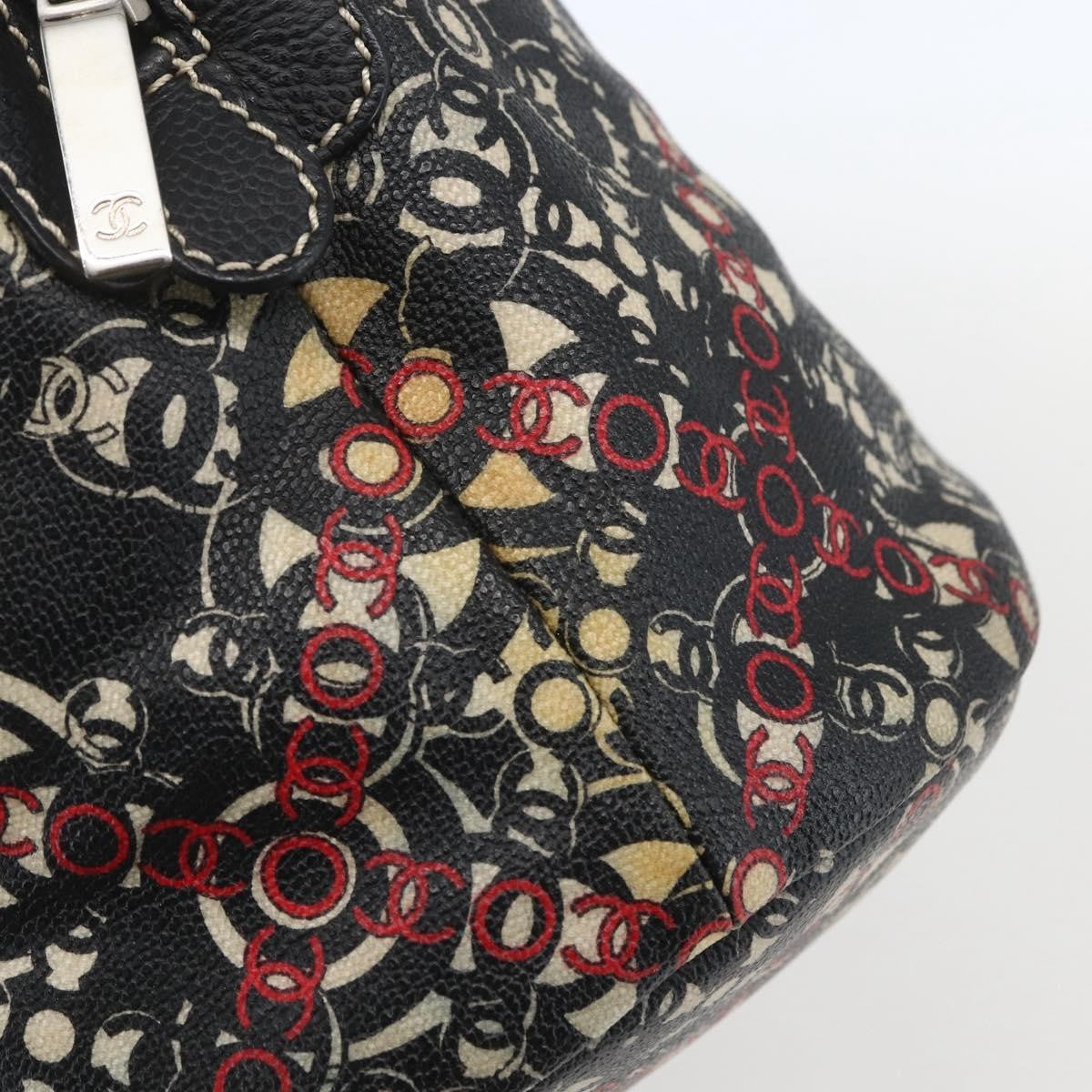 Chanel Optic Coco Bowler Printed Coated Canvas With Caviar Black Pvc Travel Bag Bag (Pre-Owned)