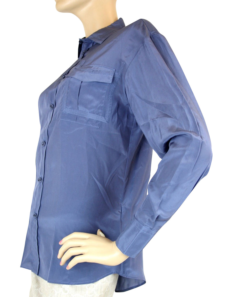 Bottega Veneta Women's Button Up Blue Silk Long Sleeve Shirt (38)