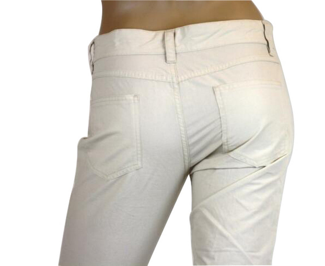 Bottega Veneta Women's Front Button Beige Cotton Flax Pants (38)