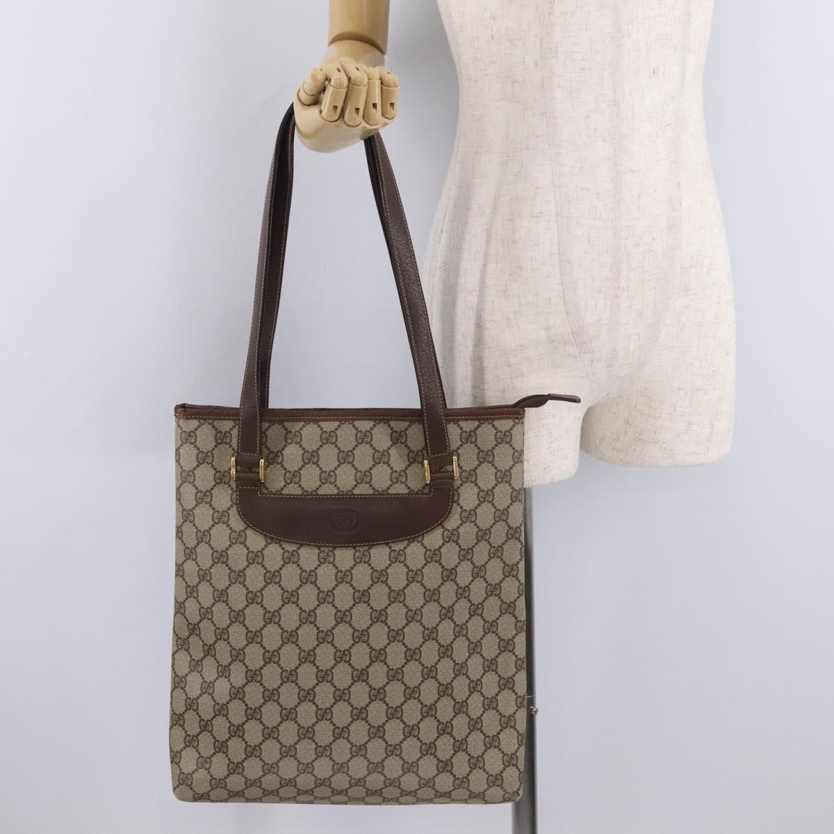 Gucci Vertical Tote Gg Canvas Beige Canvas Tote Bag Bag (Pre-Owned)