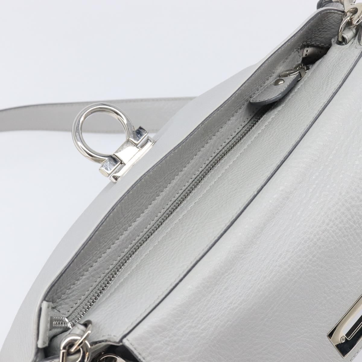 Salvatore Ferragamo Sofia Satchel Leather Gray Leather Handbag (Pre-Owned)