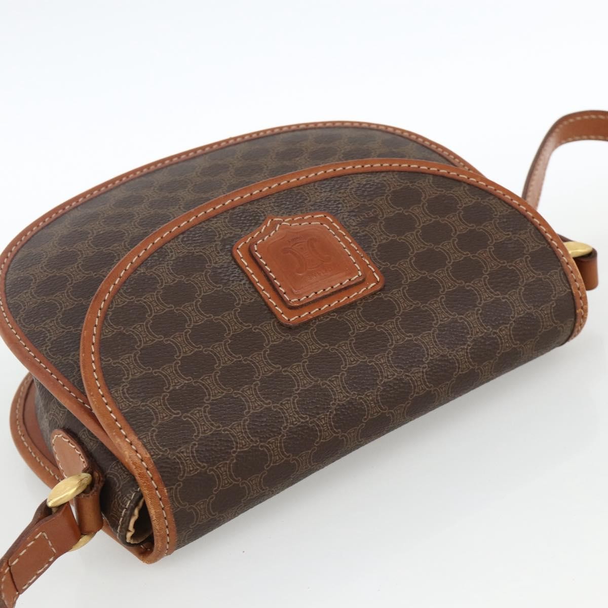 Celine Vintage Macadam Canvas And Leather Brown Canvas Shoulder Bag Bag (Pre-Owned)