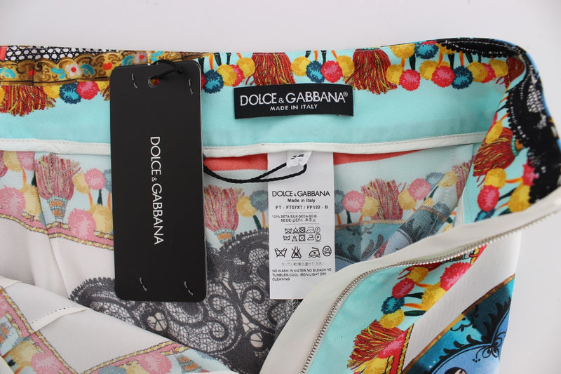 Dolce & Gabbana Multicolor Majolica Silk Capri Women's Pants