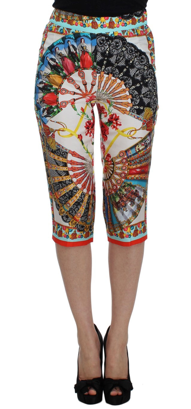 Dolce & Gabbana Multicolor Majolica Silk Capri Women's Pants