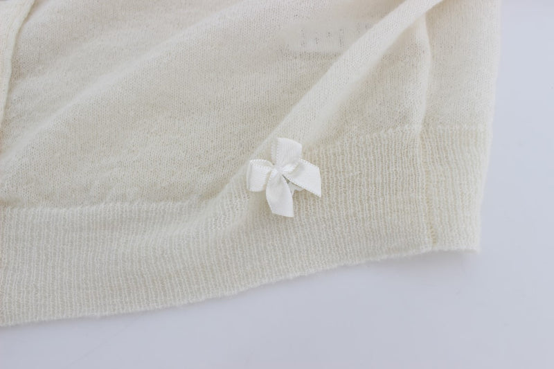 Ermanno Scervino Elegant White Crop Cardigan Women's Sweater