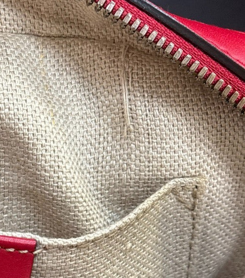 Gucci Bee Web Camera Leather Red Leather Shoulder Bag Bag (Pre-Owned)