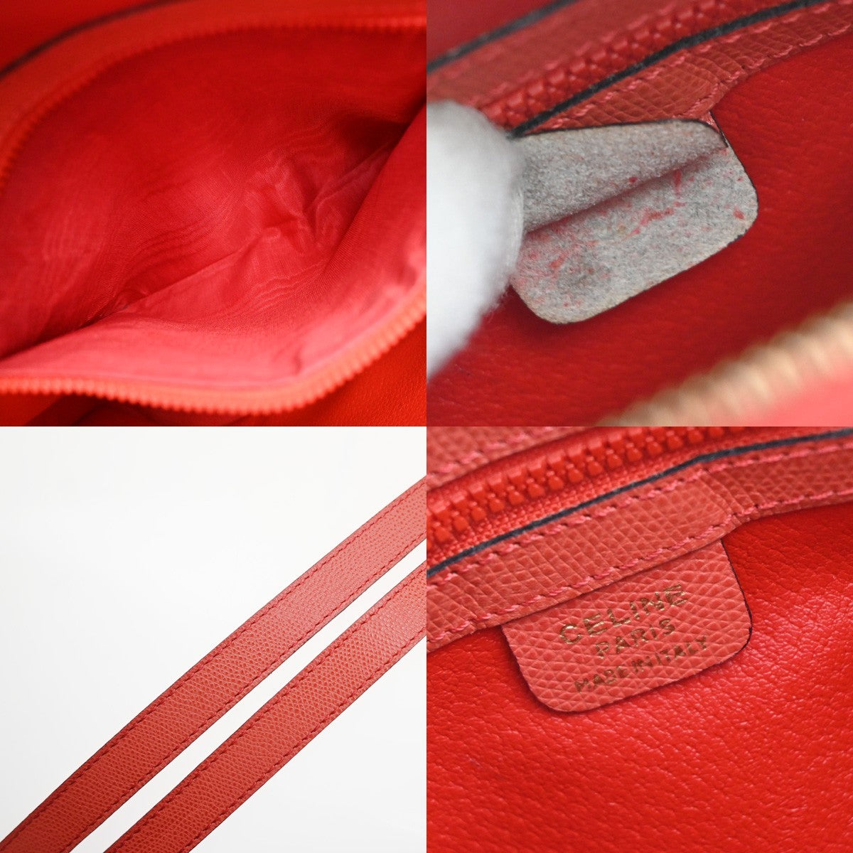 Celine Vintage Convertible Bowler Leather Red Leather Handbag (Pre-Owned)