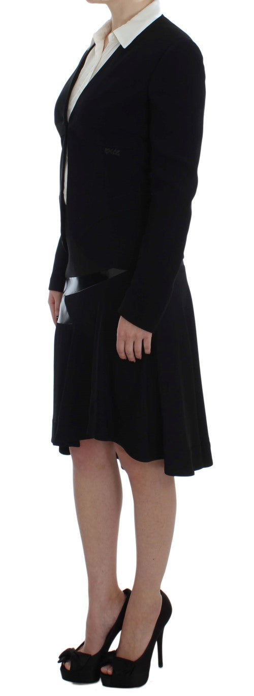 Exte Elegant Two-Piece Skirt Suit in Black & Women's Blue
