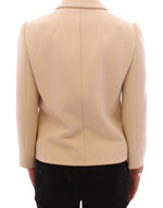 Dolce & Gabbana Beige Wool Pearl Button Jacket Blazer Women's Coat