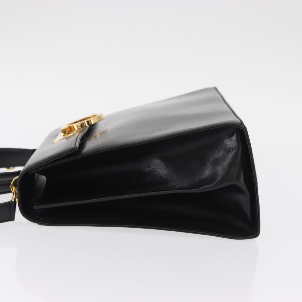 Salvatore Ferragamo Convertible Top Handle Leather Black Leather Handbag (Pre-Owned)