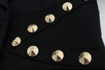 Exte Chic Black Stretch Blazer with Gold Button Women's Detail