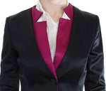 Exte Chic Black and Pink Single-Breasted Women's Blazer