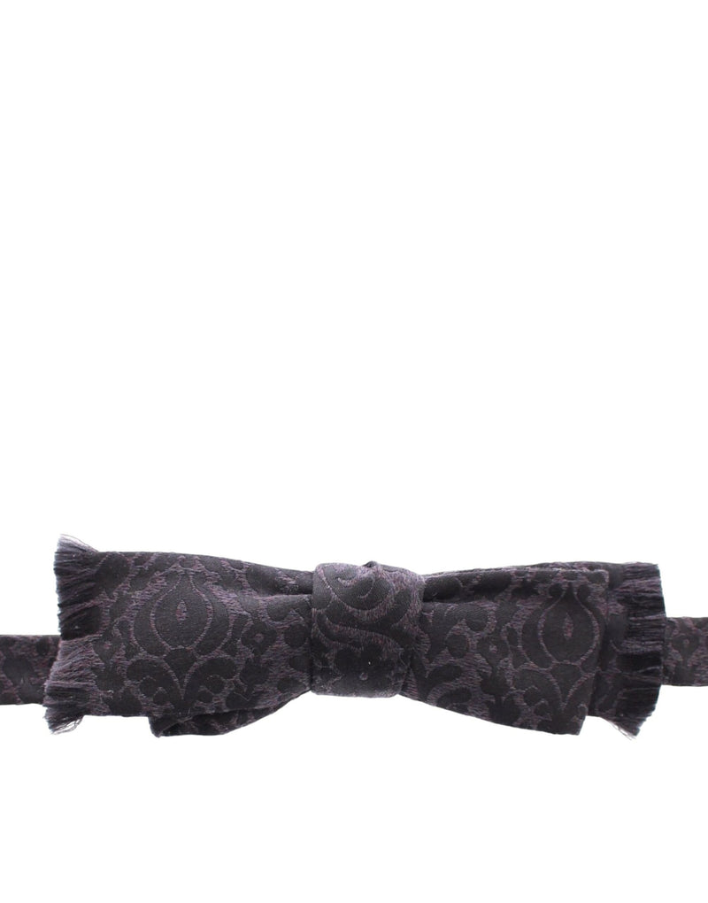 Dolce & Gabbana Elegant Black Paisley Silk-Wool Blend Bow Men's Tie