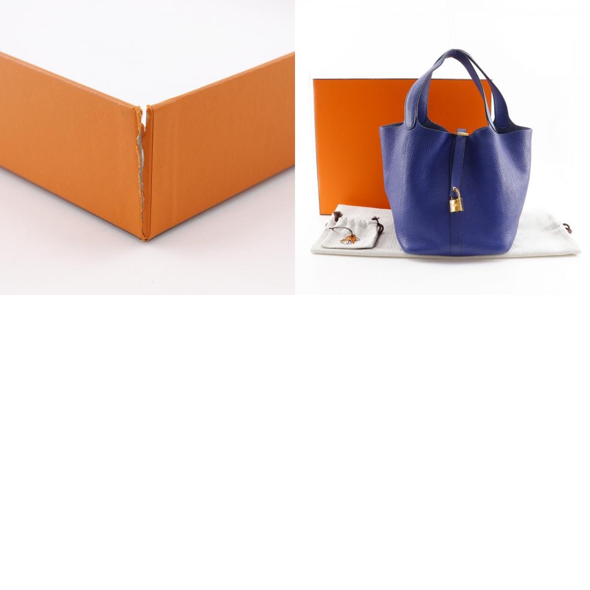 Hermes Picotin Lock Clemence Blue Leather Handbag (Pre-Owned)