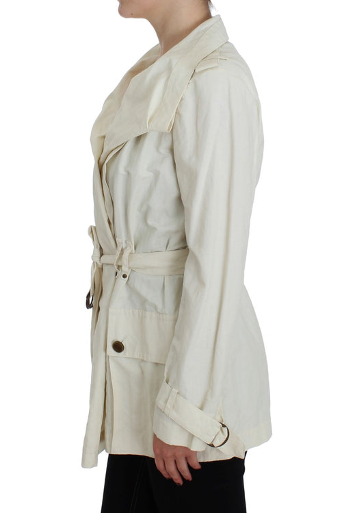 PLEIN SUD Elegant White Wrap Trench Women's Jacket