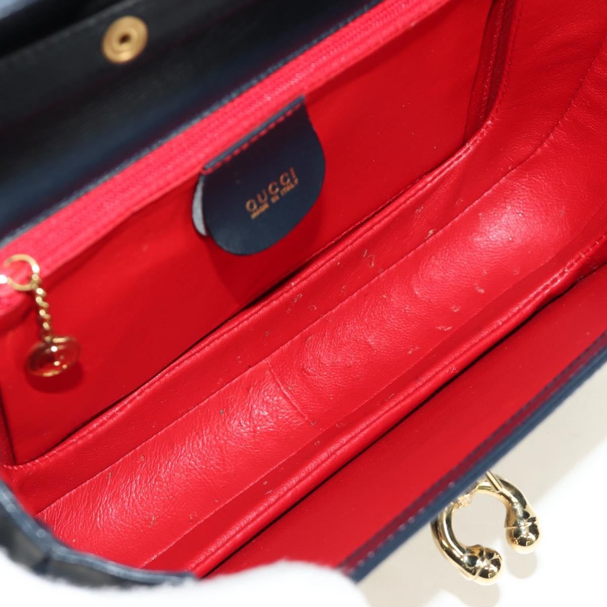 Gucci Chain Flap Leather Navy Leather Shoulder Bag Bag (Pre-Owned)