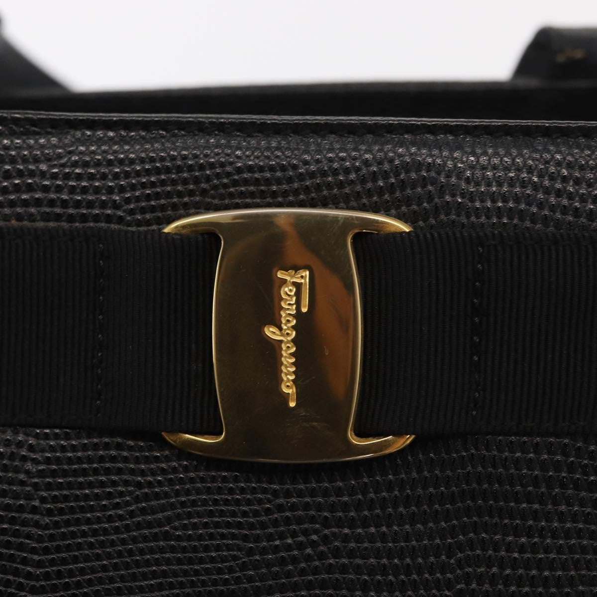 Salvatore Ferragamo Vala Tote Leather Black Leather Tote Bag Bag (Pre-Owned)