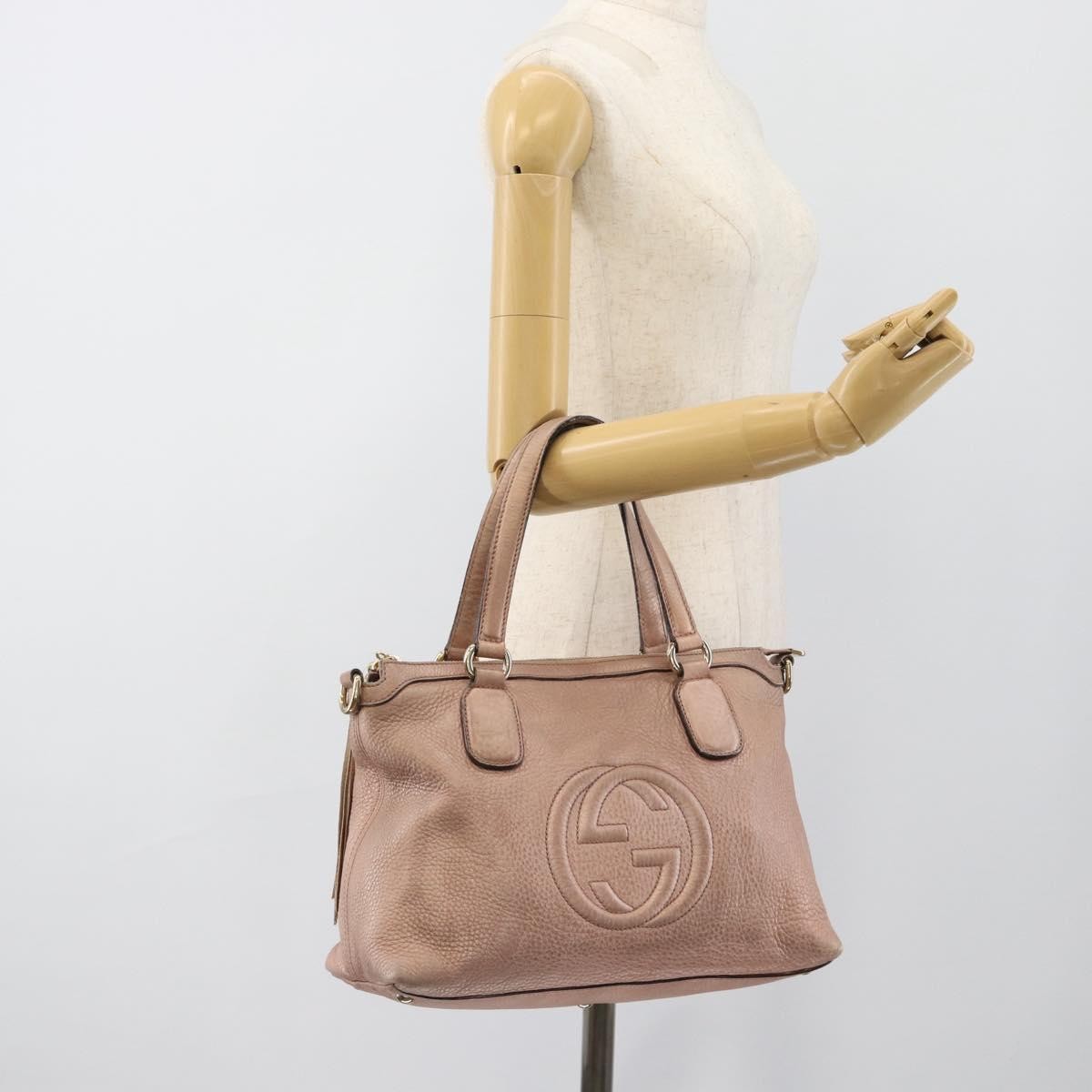 Gucci Soho Convertible Top Handle Leather Pink Leather Handbag (Pre-Owned)